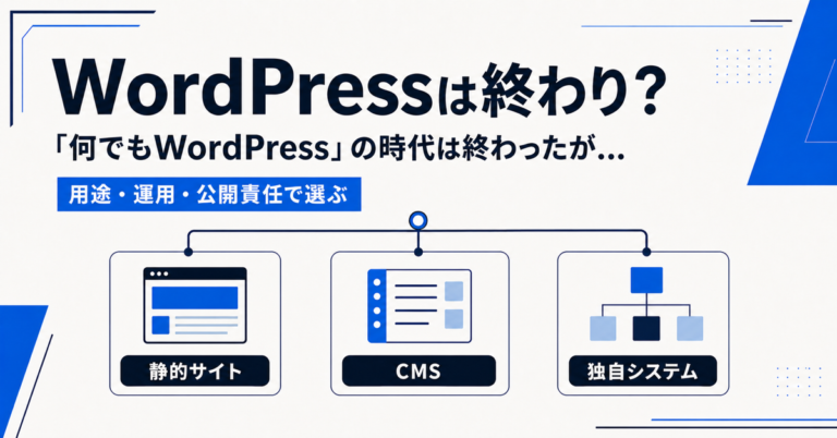 静的サイト・CMS・独自システムを用途・運用・公開責任で選ぶ図